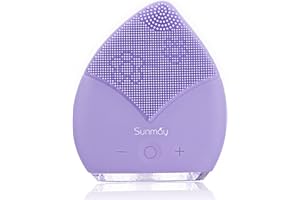 SUNMAY Leaf Spazzola per la Pulizia del Viso in Silicone con Funzione di Memoria e Timer, Spazzola Pulizia Viso Vibrazione Sonica Impermeabile per una Pulizia Profonda, Esfoliazione Delicata (Viola1)