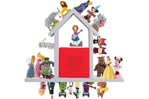 FURAOMEILI For Tonies Figures Shelf Magnetic,for Toniebox Characters Wall Shelves,for Tonie Audio Toy Figurine Storage Organizer Holder,Compatible Charging Station for Kid's Room,Pine Wood House,Gray White