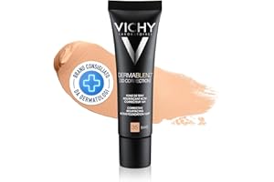 Vichy Dermablend Fondotinta Fluido 3D Correction, Ad Alta Coprenza, Imperfezioni Nascoste e Incarnato Uniforme, Per Pelli Grasse e Impure, Con Acido Salicilico, Tonalità: 35, 30 ml