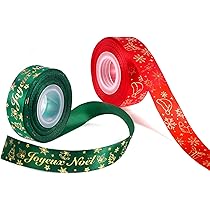 Ruban De Noël Français Rouge Et Vert Satin Paillettes - 2 Rouleaux De 9,14 M (18,3 M Total) - Pour Emballage Cadeaux, Déco Sapin, Guirlandes