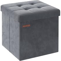 SONGMICS Banc Rangement Coffre 38x38x40 Cm – Pouf 37 L Avec Pieds – PVC Noir Élégant – Charge 300 Kg