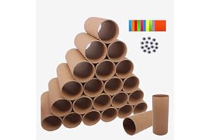 ZMYBCPACK ZMCYN 40 Pack 1.6x3.9 Inch Cardboard Tubes Brown Paper Roll Tubes, Round Paper Tubes for Craft, DIY Arts, Classroom Projects, Come with 100 Sheets Colored Paper and 80 Pieces of Wiggle Eyes