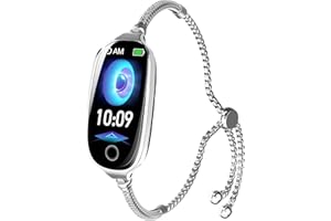 FINDTIME Montre connectée pour femme - Élégante - Traqueur d'activité de luxe - Étanche - Moniteur de fréquence cardiaque - Moniteur de sommeil - Podomètre - Bracelet fin