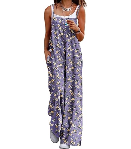 Masrin Damen Latzhose Sommer – Oversize Cargohose Mit Großen Taschen, ärmellos, Jumpsuit