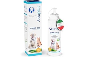 ALOEPLUS Cani Dermo Gel 200ml - Lenitivo e Decongestionante per Pelle Sensibile, con Aloe Arborescens BIO contro Prurito Cane, Irritazioni, Punture di insetti e Dolore, Ingredienti 100% Naturali
