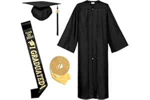 Alaiyaky Graduation Cap and Gown for Adults 2025 Unisex Graduation Robe and Hat with Tassel Sash for High Bachelor School College Ceremony