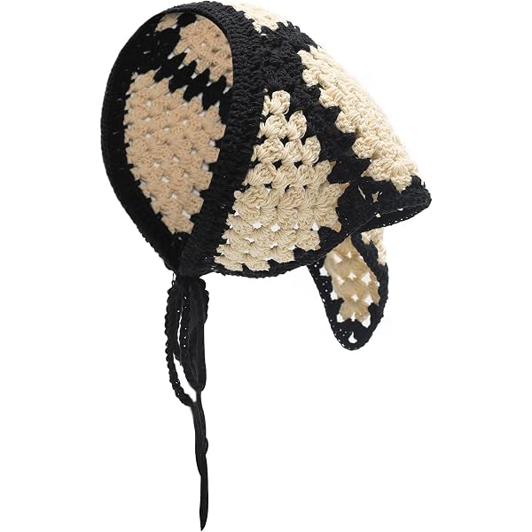 Häkel-Bandana Für Damen – Weißes Pilz-Design, Baumwolle, Vielseitig Einsetzbar