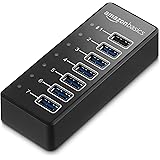 Amazon Basics - USB-A 3.1, con alimentatore - 36 W (12 V/3 A), Hub a 7 porte, Nero