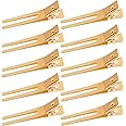 Wobe 50pcs Hairdressing Double Prong Curl Clips, 1.8" Curl Setting Section Hair Clips Metal Alligator Clips Hairpins for Hair Bow Great Pin Curl Clip, Styling Clips for Hair Salon, Barber (Gold)