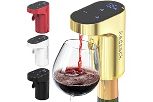REDSACK Dispensador eléctrico de vino con accesorios de licor Soju y whisky, bomba de vino de alta relevancia para verter y airear perfectos, dispensador de vino fácil de usar para bar en casa (Dorado)