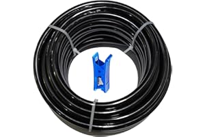 HUAZIZ 20 metri Tubo pneumatico PU pneumatico, nero poliuretano, flessibile tubo aria compressa 6 mm x AD 4 mm ID + 1 pezzo Tagliatore di tubi blu