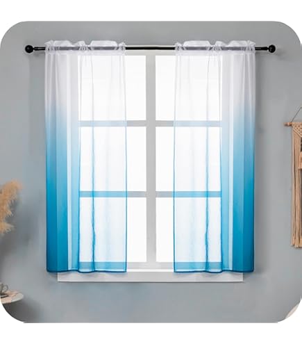 Hongya Lot De 2pcs Rideaux Voilage Fenêtre Voile Dégradé Transparent Œillets Brun L/H 140 X 175