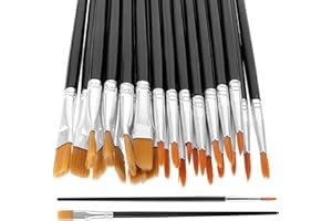 Prasacco 30 Stück Pinsel Set, 15 Runde Pinsel und 15 Flache Pinsel Kleine Künstlerpinsel für Körper Gesicht Felsen Leinwand, Gemälde Liebhaber Kinder und Erwachsene zum Zeichnen Basteln (Schwarz)