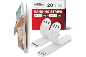 X-Protector Picture Hanging Strips - 28 Pairs Damage Free Picture Hangers - Self Adhesive Picture Hangers Without Nails - Heavy Duty wall Adhesive - Walls Sticky for Hanging Up to 9 KG (Size M+L)
