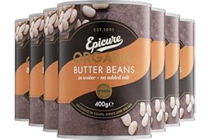 Epicure Organic Tinned Butter Beans in Water, No Added Salt, 400 g (Pack of 6)
