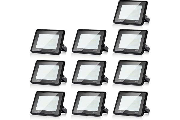 Daromigo Projecteur LED Extérieur 50W - 10 Pièces, 4250lm, 3000K Blanc Chaud, IP65 Étanche - Pour Cour, Garage, Couloir