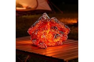 SUNOYA Lámpara de simulación de carbón vegetal, lámpara de llama de simulación 3D, lámpara de llama de carbón vegetal de resina, 140 x 120 x 95 mm, funciona con pilas de carbón vegetal, lámpara LED para