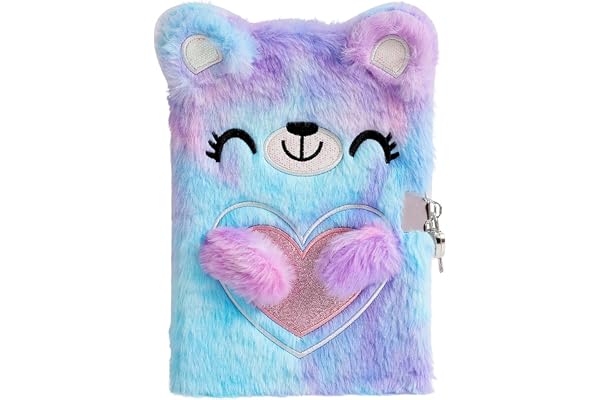 PESLNG Journal Intime Fille avec Cadenas | Carnet Secret, Cadeau Fille | Encourage l'Écriture, Parfait pour l'École et les Occasions Spéciales (Ours de dessin animé, Multicolore)