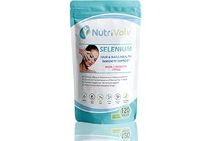 NUTRIVOLV Selenium 200mcg | 120 Tablets | Hair Skin & Nail Supplement for Women & Men | Immune System Support | L-Selenomethionine | Vegan