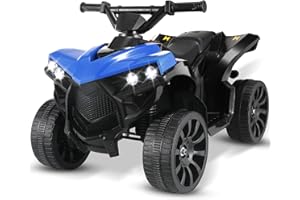 MAMIZO 6V Kids Electric Ride on Car, ATV Quad Bike with MP3 Music Player, Trumpet and LED Lights, USB Charging, Children Vehicle Quad Electric Car 3-5 km/h, for 3 Years Old Boys Girls, Blue