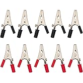 Electronic Spices Pair of 5 Insulated Crocodile Clips Plastic Handle Cable Lead Testing Metal Alligator Clips Clamps 52mm Len