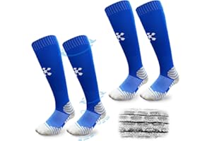 FIBOGOUP 2 Paar Fußballsocken Kinder Herren Stutzen - Fußball Stutzen EU 32-44 - Anti-Rutsch Trainingssocke Stutzenstrumpf - Sportsocken für Fußball, Laufen, Training