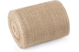 RUSPEPA Tessuto di Iuta Largo 15 cm - Rotolo di Nastro Rustico per la Decorazione di Bomboniere Arti Artigianali Fatte a Mano Fai-da-Te, 10 Yards