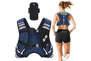 Sportneer Kamizelka obciążeniowa z odblaskowymi paskami do podnoszenia ciężarów, biegania i fitnessu, 3,6 kg/5,4 kg/ 6,8 kg/9 kg/11 kg, regulowany rozmiar klatki piersiowej, praktyczna kieszeń