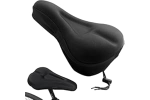 Pence & Moon Collective Black Gel Bike Seat Cushion With Waterproof Cover - Gel Bike Seat Cover Cushion Extra Soft and Comfortable for Indoor and Outdoor Saddles