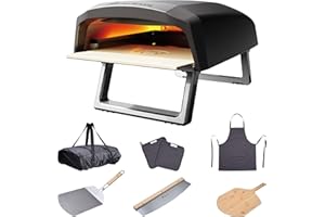MasterPro Pizza Oven | Pizza Oven | Portable Gas Oven Set with Quick Cooking up to 500°C | Includes Apron, Cutter, Shovel and Chopping Board | Pizzas Ready in 60 Seconds [Energy Class A]