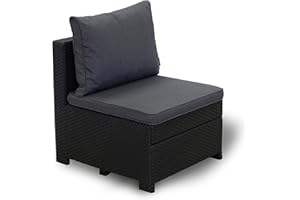 ‎KETER Keter - Provence Verlängerung für Gartenlounge - Rattan Hocker Premium Panama Anthrazit mit Kissen in Anthrazit - Terassenmöbel wetterfest & Robust - Rattan Balkonmöbel