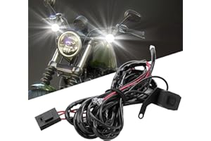 Asasytal LED Light Bar Wiring Harness, Universal Waterproof On/Off Switch Relay Kit with 2 LED Leads for Motorcycle Spot Lights Auxiliary/Fog Work Lamps, 1 Piece