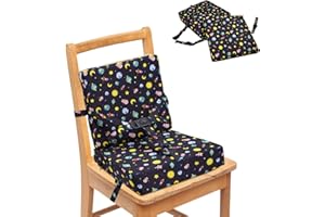 CKBUITY Toddler Booster Seat for Dining Chair, Baby Booster Seat Portable High Chair Seat for Dining Table, Travel Child Kids Cushion with Adjustable Straps Safety Buckle for Travel Child Kids (Star)