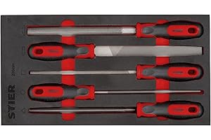 Jeu de limes d'atelier STIER, 200 mm H2, 5 pièces, dans un plateau en mousse tendre (EVA)