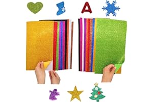 JENICH 20 Piezas Lámina de Espuma Eva Hojas de Goma Eva con Purpurina Papel Goma Eva 20×30cm Brillante Adhesiva Autoadhesiva Surtido Color para Manualidades DIY Proyectos Escolares Decoracíon Artesañal