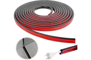 CHOONJIN Cache Cable Flexible, Passe Cable Sol, Auto-Adhésif de Goulotte Electrique, pour Cachez et Protégez Les Câbles Facilement et Prévient Les Accidents, 20mm×10mm - 6m (Black)