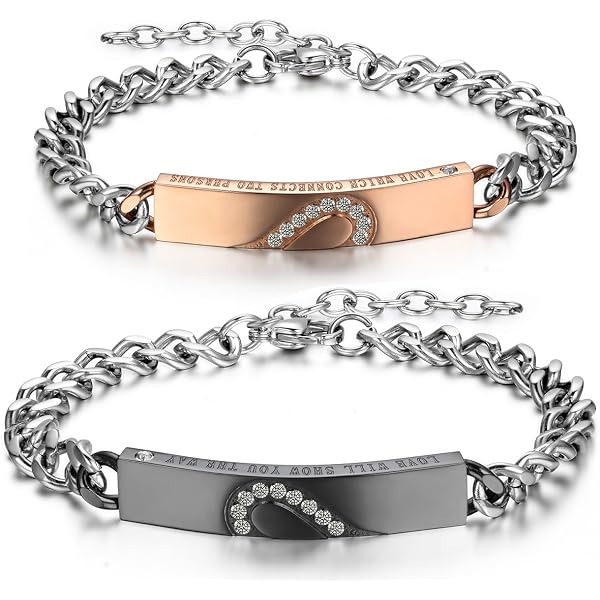 OIDEA Bracciale Coppia Acciaio Inox Lui E Lei – Incisione 'After All This Time Always' – Regalo San Valentino Con Confezione - 2