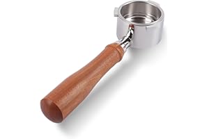 CAPFEI Porte-filtre sans fond 51 mm pour DeLonghi Dedica EC680/EC685/EC885 avec 3 oreilles et manche en bois | Pores de 0,3 mm