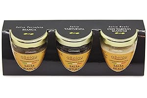 aBeiou. Trio de sauces truffées Gourmet-sauce aux truffes blanches, sauce aux truffes noires, sauce royale - 90g (3x30g) assortiment extra gourmet sauce 100% italienne prête à l'emploi idéal cadeaux