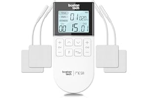 Electroestimulador Muscular TENS/EMS/FITNESS 3 en 1 | Boston Tech® ME91 | 50 Programas, 16 Intensidades, 2 Canales | Alivio del Dolor, Rehabilitación y Magnetoterapia + 4 Electrodos Reutilizables