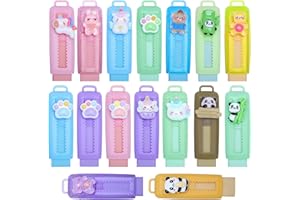 SKAMORI 16 Pezzi Gomme da Cancellare Retrattili, Gomme da Cancellare per Gadget compleanno Bambini & Bambina, Sacchetti Regalini Fine Festa Compleanno Bambini