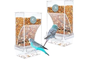 VERTUPET Automatischer Futterspender für Vögel Papageien Acryl Transparent Vogelfutterhaus Sittiche Käfig Futterautomat Vogelfutterspender Käfigzubehör für Kanarienvögel Nymphensittiche Finken