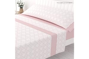 Victorio & Lucchino Juego de Sábanas Estampadas de Verano Algodón/Poliéster (Cama 135cm (1 Almohada), Alessia - Rosa)
