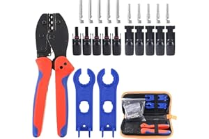 NamYoprce Herramientas de prensado solar para cable fotovoltaico de panel solar de 2,5 a 6,0 mm², 10 conectores de cable de panel solar hembra, 1 par de llave de conector solar