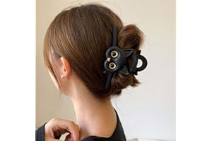 Inateannal Pinza de pelo grande para mujeres y niñas, pasadores de pinza de pelo con patrón de gato bonito, pinzas de mandíbula de pelo elegantes, accesorios para cabello grueso y fino