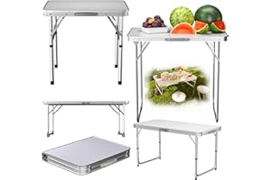 VickyHome 120x60x70 cm Weißer Klappbarer Garten Camping Picknick Tisch, Hochleistungsklappbarer Bocktisch Schreibtisch Esstisch aus Kunststoff mit 3 Höhenverstellbaren (2.3/2/1.8FT) für Grillpartys