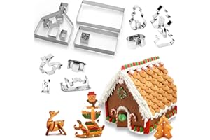 HONGECB Cortadores Galletas casa de Pan de Jengibre, Navidad Cortadores Galletas Moldes, 3D Casa Galleta De Jengibre, Molde de Galletas Navideñas, para Cookie, Fondant y hornear,18 Piezas
