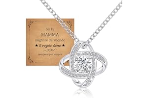CheersLife Collana Donna Argento per Festa Della Mamma - Idee Regalo per Compleanno o Natale - Gioiello D'amore Trifoglio