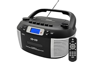 CTDZLED Portable CD Player and Cassette Player with Remote Control, FM AM Radio, USB Playback, Bluetooth Speaker, Recording Function, AC Powered for Elderly