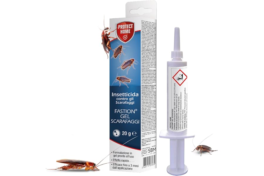 Protect Home Fastion Gel Scarafaggi, Insetticida gel pronto all’uso, Veleno scarafaggi, Efficace Elimina l’intera colonia in 